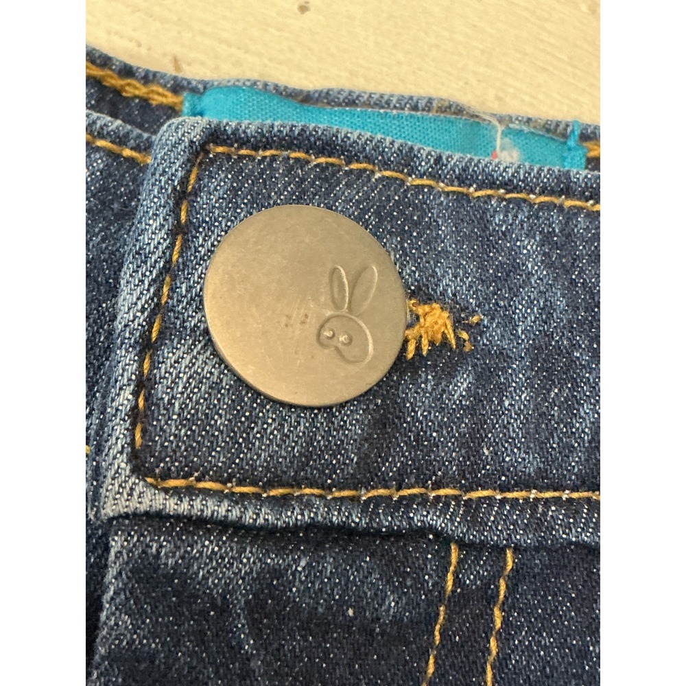 Hell Bunny Strawberry Embroidered Denim Shorts Dark Wash High Rise W28 HLB50185 - Picture 12 of 12